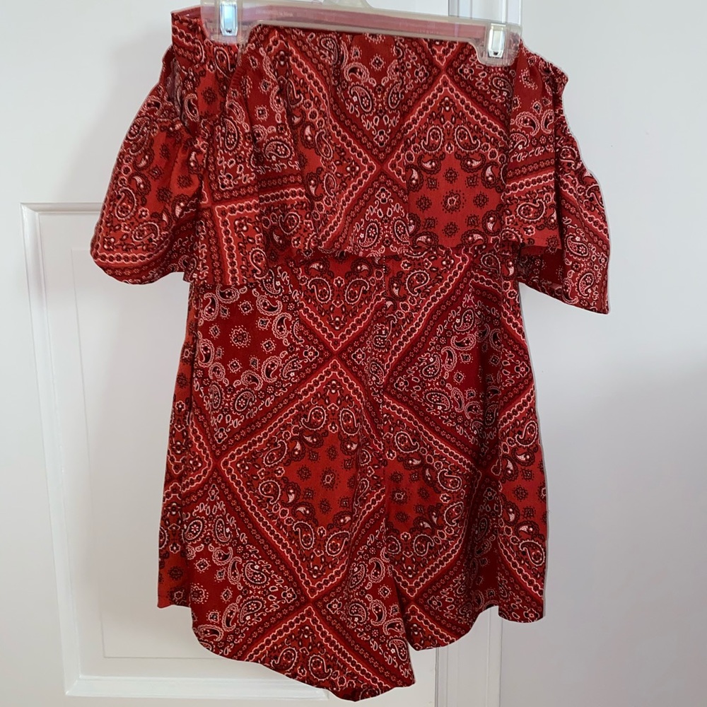Princess Polly Red Bandana Patterned Romper